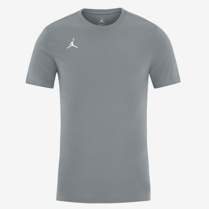 Gray t-shirt with a logo on a white background