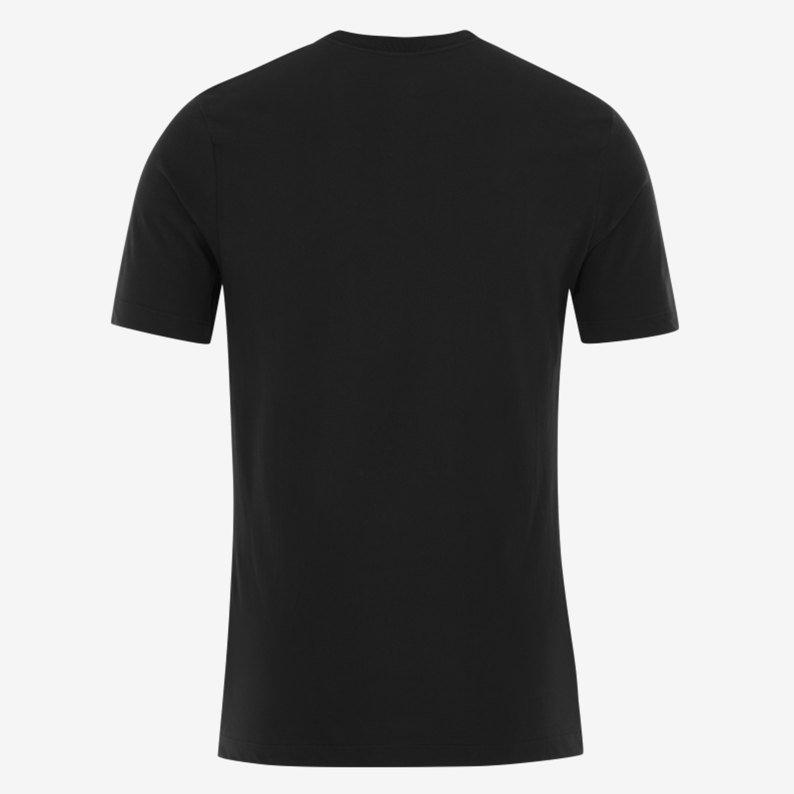 Black t-shirt on a white background