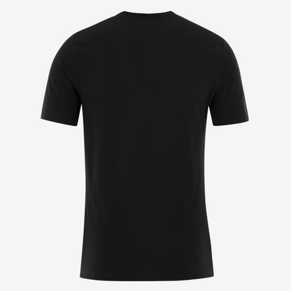 Black t-shirt on a white background