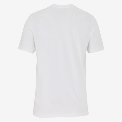 Plain white t-shirt on a light gray background